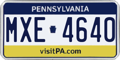 PA license plate MXE4640