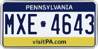 PA license plate MXE4643