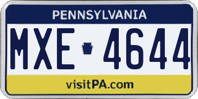 PA license plate MXE4644