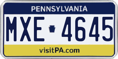 PA license plate MXE4645