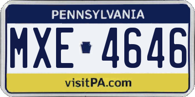 PA license plate MXE4646
