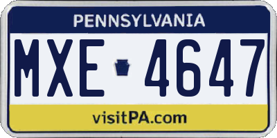 PA license plate MXE4647