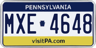 PA license plate MXE4648