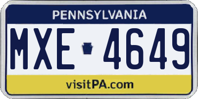 PA license plate MXE4649