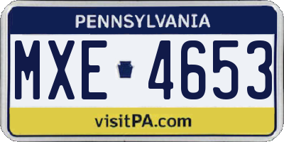PA license plate MXE4653