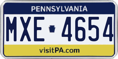 PA license plate MXE4654