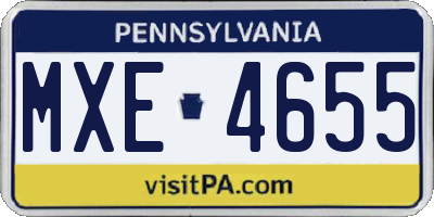 PA license plate MXE4655