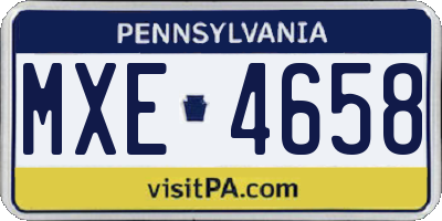 PA license plate MXE4658