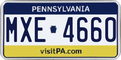 PA license plate MXE4660
