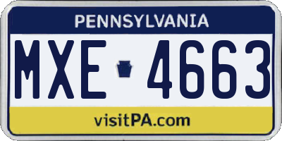PA license plate MXE4663