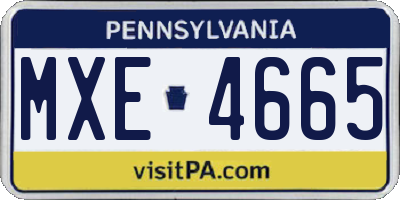 PA license plate MXE4665