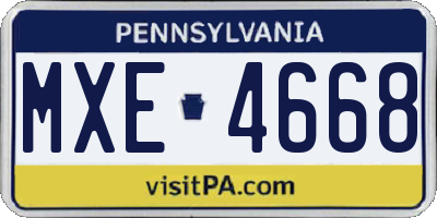 PA license plate MXE4668