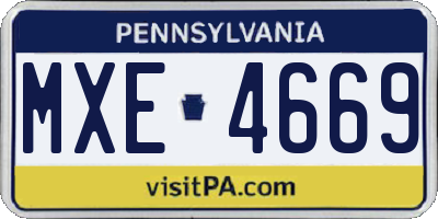PA license plate MXE4669