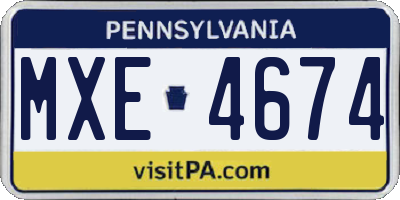 PA license plate MXE4674