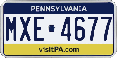 PA license plate MXE4677