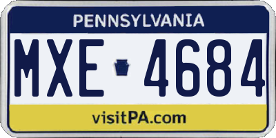 PA license plate MXE4684