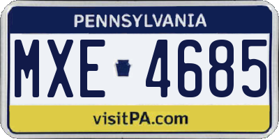 PA license plate MXE4685