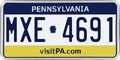 PA license plate MXE4691