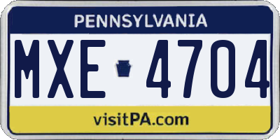 PA license plate MXE4704