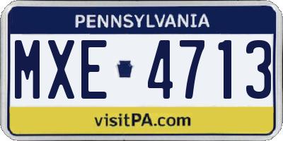 PA license plate MXE4713