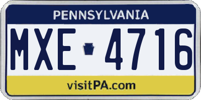 PA license plate MXE4716