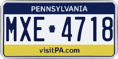 PA license plate MXE4718
