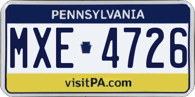 PA license plate MXE4726