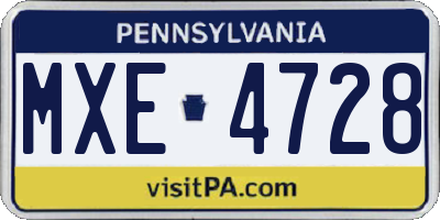 PA license plate MXE4728