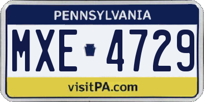 PA license plate MXE4729