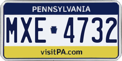PA license plate MXE4732