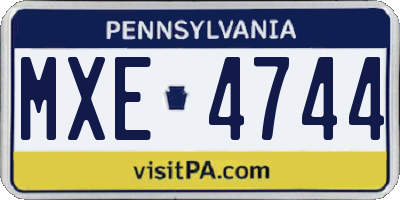PA license plate MXE4744