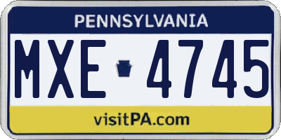PA license plate MXE4745