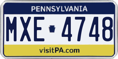 PA license plate MXE4748