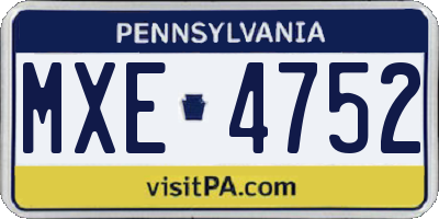 PA license plate MXE4752