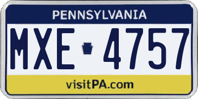 PA license plate MXE4757