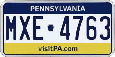 PA license plate MXE4763