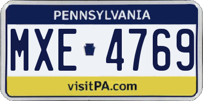 PA license plate MXE4769
