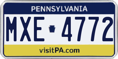 PA license plate MXE4772
