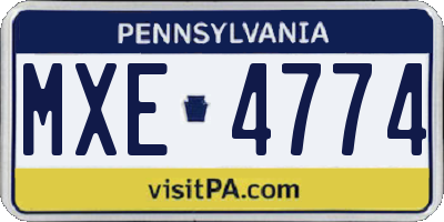 PA license plate MXE4774
