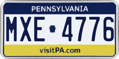 PA license plate MXE4776