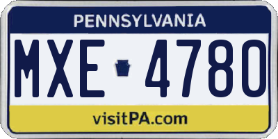 PA license plate MXE4780