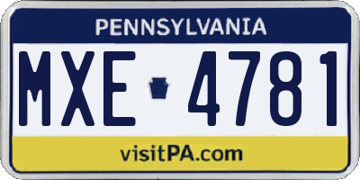 PA license plate MXE4781