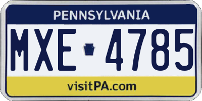 PA license plate MXE4785