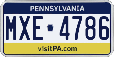 PA license plate MXE4786