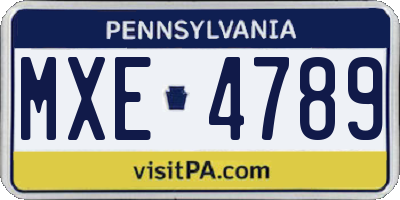 PA license plate MXE4789