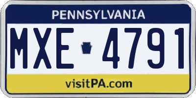 PA license plate MXE4791