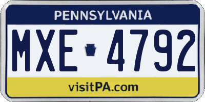 PA license plate MXE4792