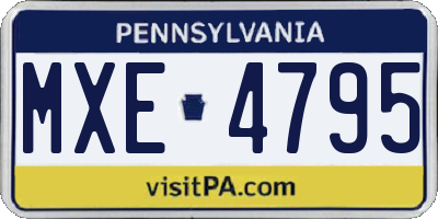 PA license plate MXE4795