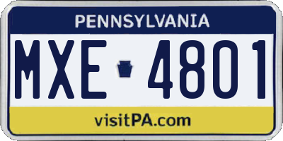 PA license plate MXE4801