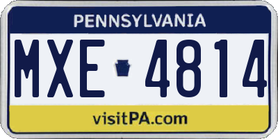 PA license plate MXE4814